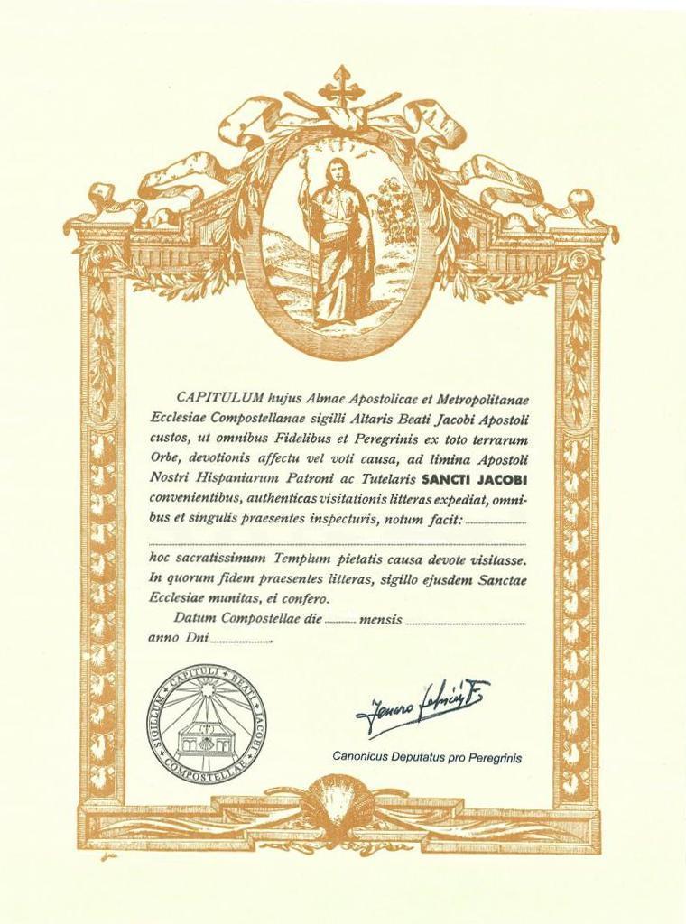 certificado de haber realizado el camino de santiago, la Compostela
